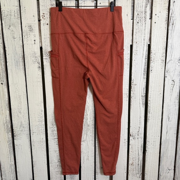 Ebb & Flow Athletic Leggings Women’s Size Large Heather Red Rust Pockets Ankle - Picture 5 of 9